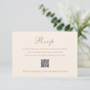 Classic Sandy Neutral QR Code Elegant Wedding RSVP Card