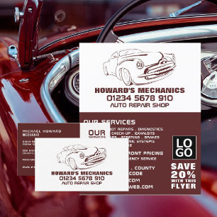 Classic Sangria Red, Auto Mechanic & Repairs Business Card