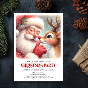 Classic Santa and Rudolph Xmas Party Invitation