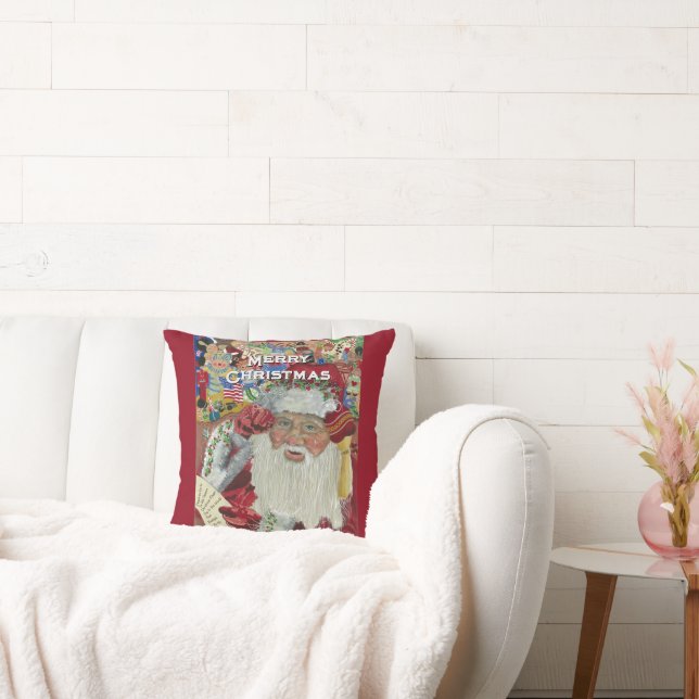 Classic Santa - Checking It Twice Holiday Artwork Cushion (Couch)