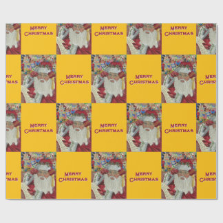 Classic Santa - Checking It Twice Holiday Gold Wrapping Paper