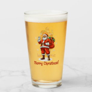 Classic Santa Claus bringing Christmas presents Glass
