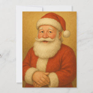 Classic Santa Claus Christmas Card – Vintage Oil P