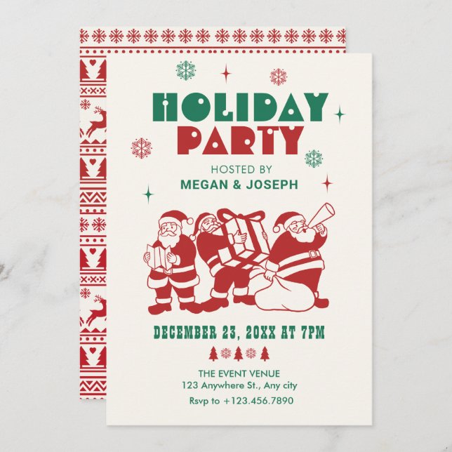 Classic santa claus christmas holiday invitation (Front/Back)