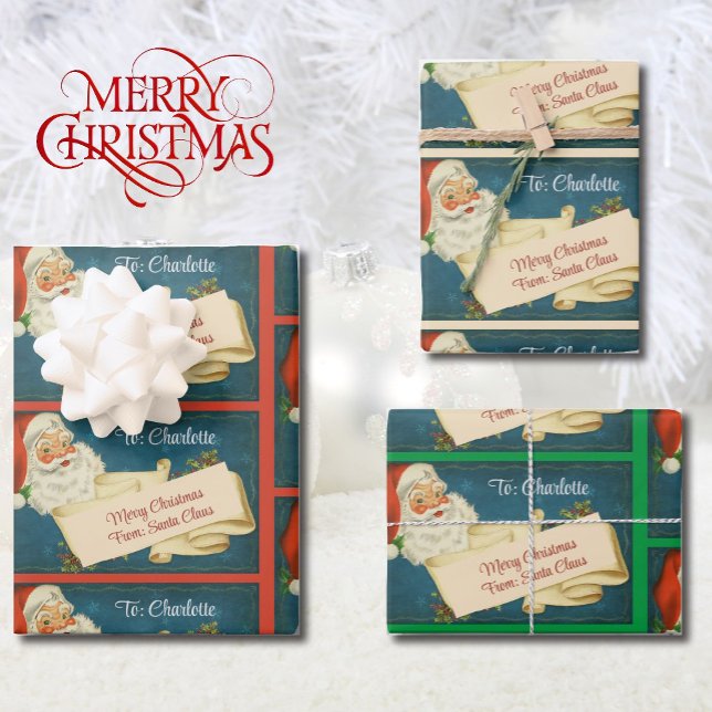 Classic Santa Claus Custom Child's Name From Santa Wrapping Paper Sheet (Creator Uploaded)