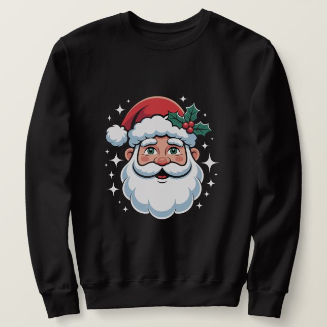 Classic Santa Claus Face Christmas Sweatshirt (Design Front)
