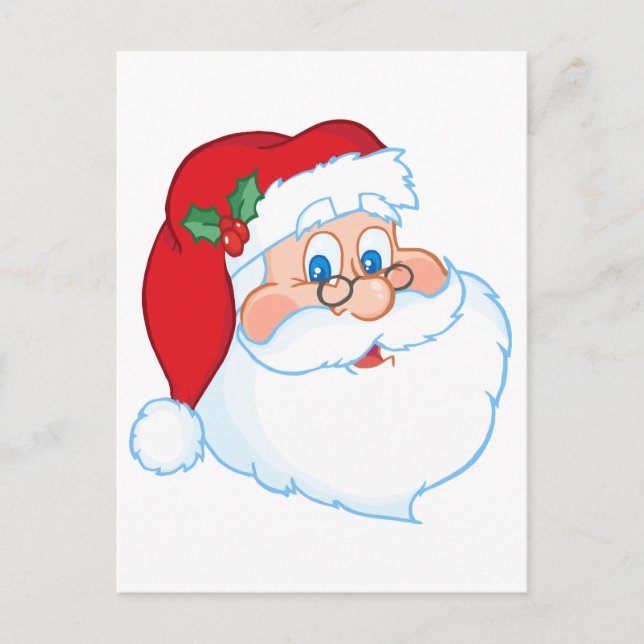 Classic Santa Claus Head Holiday Postcard (Front)