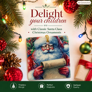 Classic Santa Claus Keepsake Christmas Ceramic Ornament