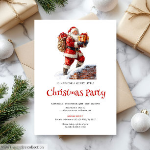 Classic Santa Claus Kids Holiday Party Invitation