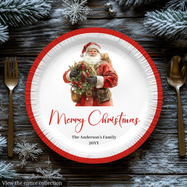 Classic Santa Claus Modern Cozy Christmas Plate (Classic Santa Claus Modern Cozy Christmas Plate)