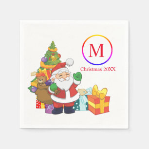 Classic Santa Claus Monogram Christmas Napkin