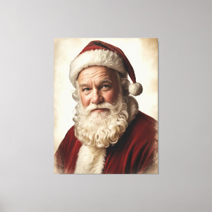Classic Santa Claus Portrait with Gentle Smile Canvas Print