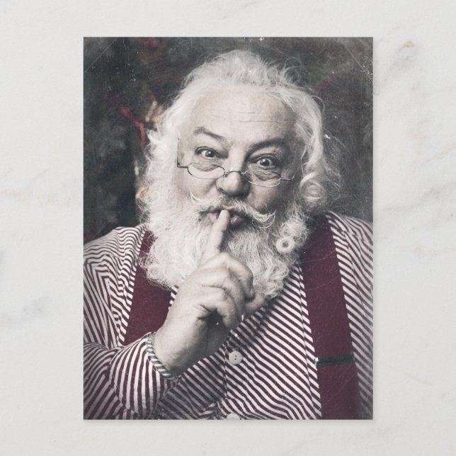 Classic Santa Claus telling you to be quiet Holiday Postcard (Front)