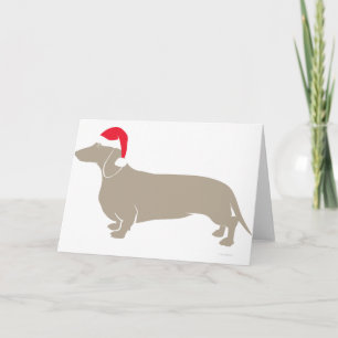 Classic Santa Doxie Dachshund Holiday Card