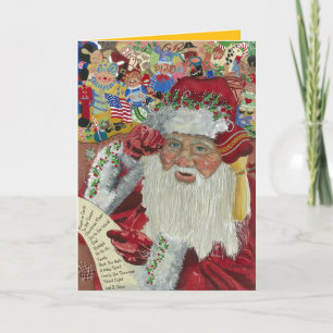 Classic Santa Gold Inside Checking It Twice Holiday Card