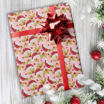 Classic Santa Hat Holly Novelty Pink Fun Christmas Wrapping Paper<br><div class="desc">Fun Christmas leggings featuring a hand painted classic Santa hat,  green holly,  and red berries on a retro pale pink background for that bit of nostalgic holiday whimsy. Original art by Malissa Melrose.</div>