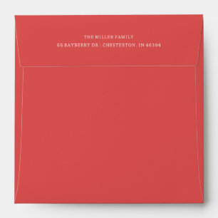 Classic Santa Red Two-Line Return Address Layout Envelope