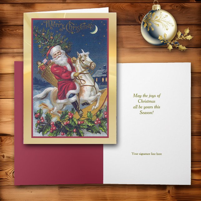 Classic Santa Rocking Horse Christmas Card (Creator Uploaded)