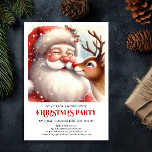 Classic Santa Rudolph Cozy Christmas Eve Family Invitation