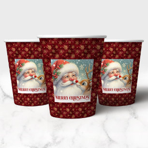 Classic Santa Rudolph Cute Christmas Paper Cup Art