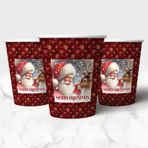 Classic Santa Rudolph Cute Holiday Party Drink Cup