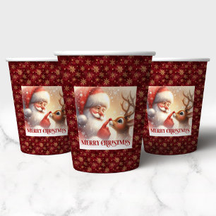 Classic Santa Rudolph Funny Cartoon Christmas Cups