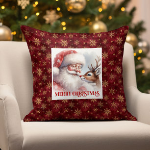 Classic Santa Rudolph Holiday Pillow Christmas 