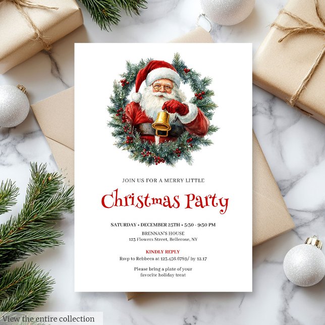 Classic Santa Rustic Red Green Christmas Invite (Classic Santa Rustic Red Green Christmas Invite)