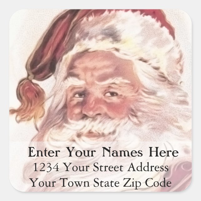 Classic Santa Vintage Christmas Address Label (Front)