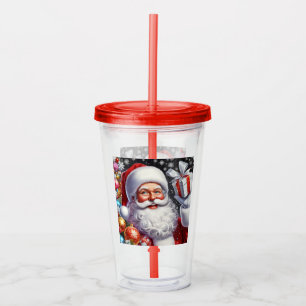 Classic Santa with present & ornaments Acrylic Tumbler
