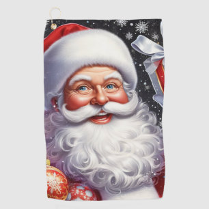Classic Santa with present & ornaments Golf Towel