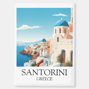 Classic Santorini Travel Artwork - Vintage Greek  Magnet