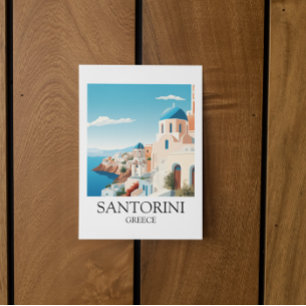 Classic Santorini Travel Artwork - Vintage Greek Postcard