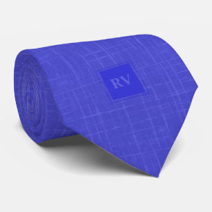 Classic Sapphire Blue Monogram Hashmark Tie