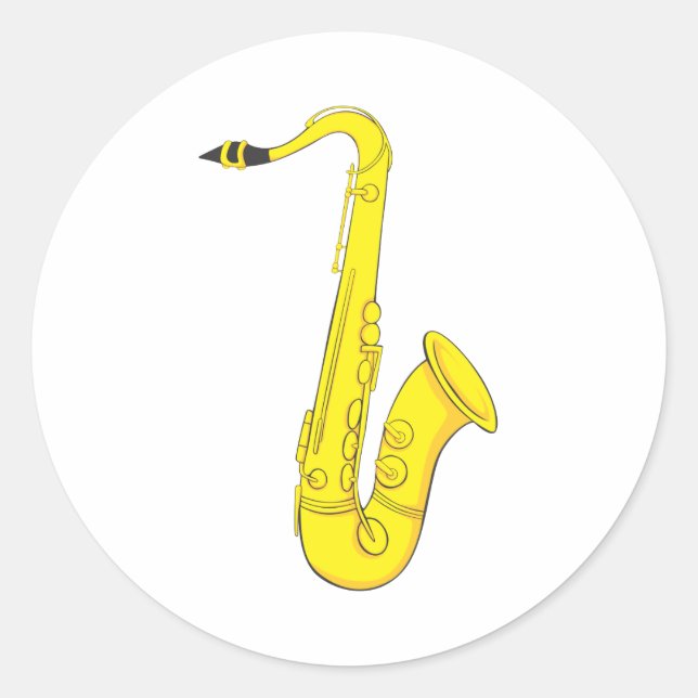 Classic Saxophone Round Sticker (Front)