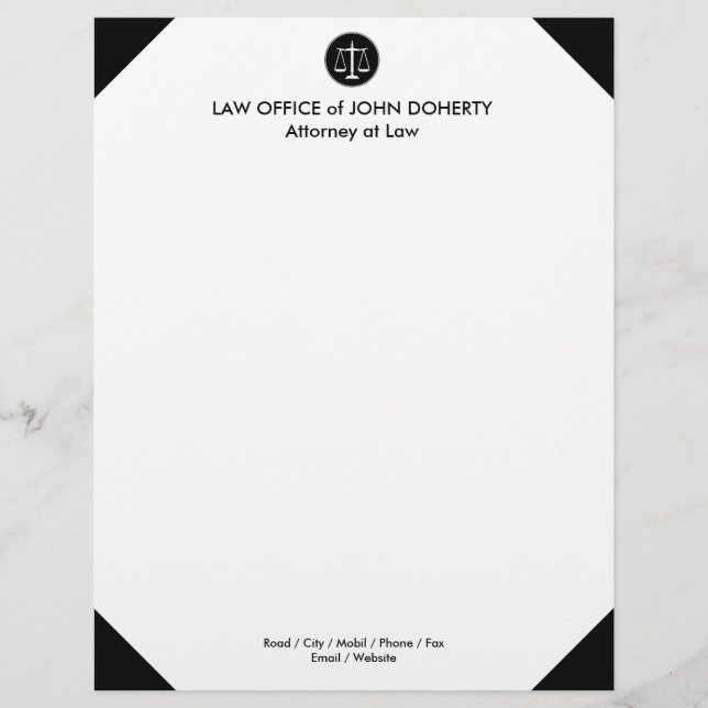 Classic Scales of Justice | Law Office Personalized Letterhead (Front)