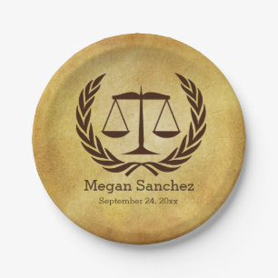 Classic Scales of Justice Law School Graduation Paper Plate