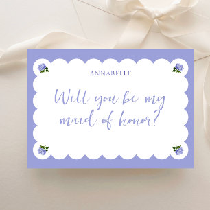 Classic Scallop Hydrangea Maid of Honour Proposal  Card