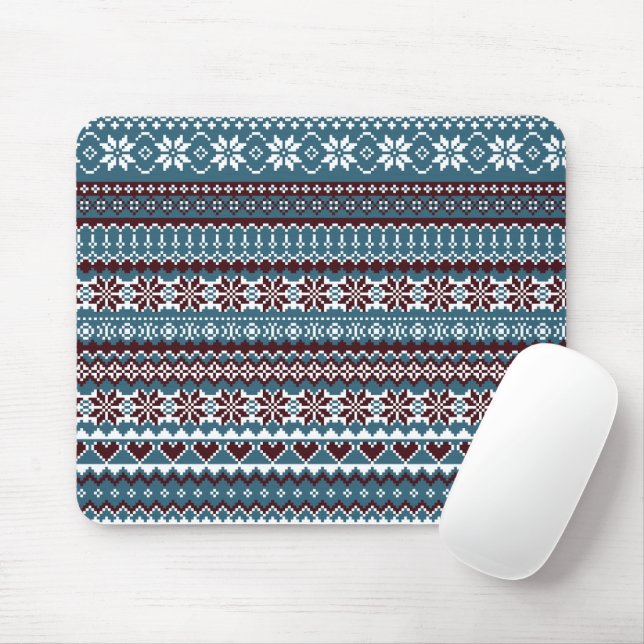 Classic Scandinavian Christmas Sweater Pattern Mouse Pad (With Mouse)