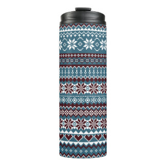 Classic Scandinavian Christmas Sweater Pattern Thermal Tumbler