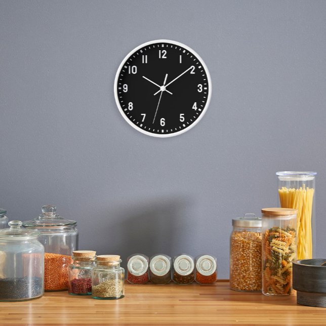 Classic School Bold Numbers Black and White Wall Clock (Creator Uploaded)