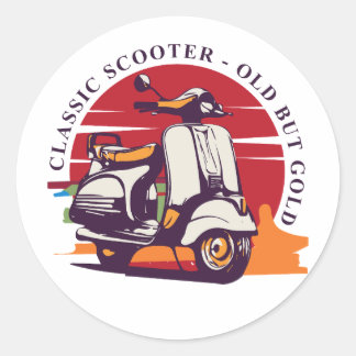 Classic Scooter Round Sticker