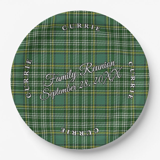 Classic Scots Clan Currie Tartan Event Paper Plate (Front)