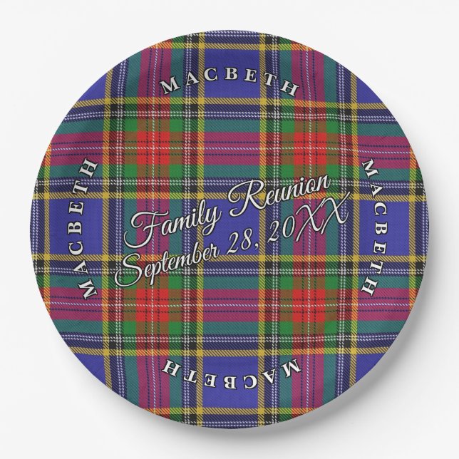 Classic Scots Clan MacBeth Tartan Event Paper Plate (Front)