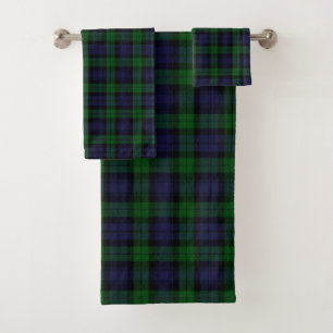 Classic Scottish Black Watch Tartan Plaid Bath Towel Set
