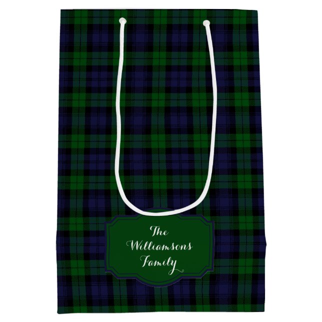 Classic Scottish Black Watch Tartan Plaid Medium Gift Bag (Back)