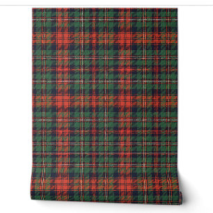 Classic Scottish Tartan Red & Green Plaid Pattern Wallpaper