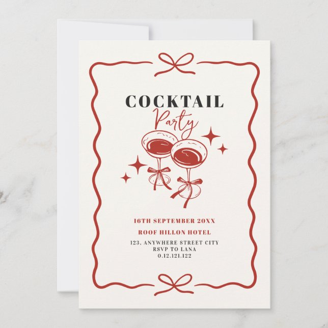 classic scribble  doodle cocktail party invitation (Front)