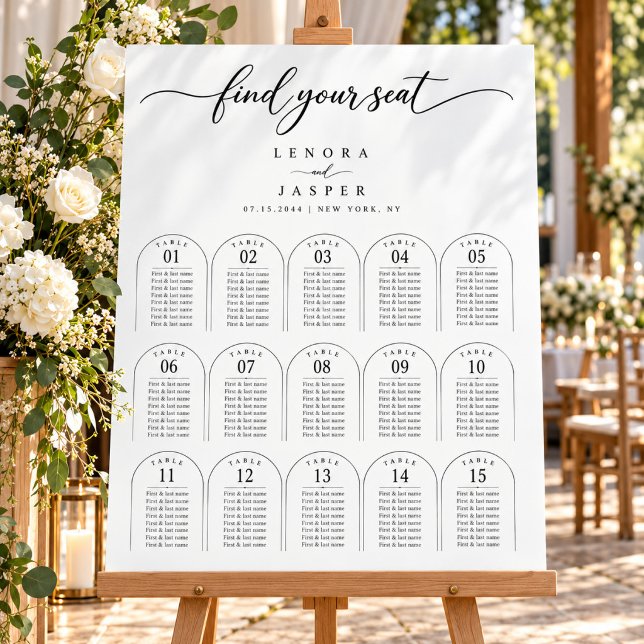 Classic Script Arch 15 Table Wedding Seating Chart (Creator Uploaded)