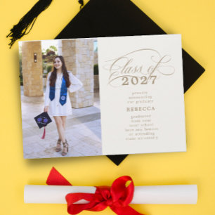 Classic Script Beige Gold Graduation Announcement